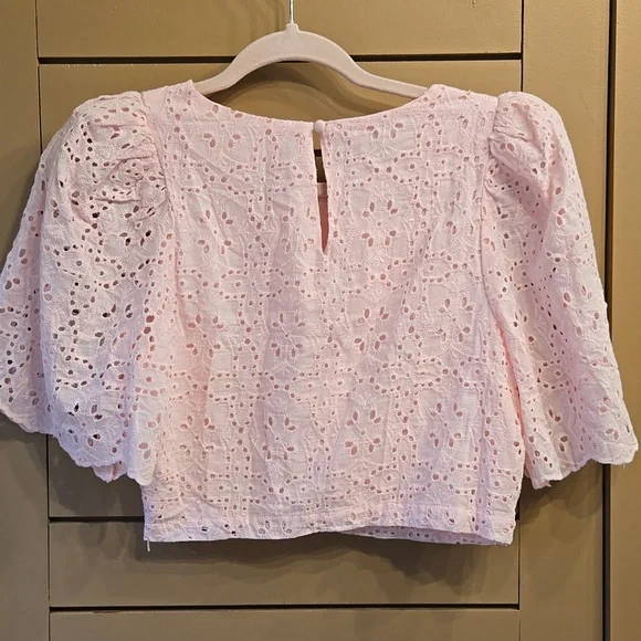 Amabelle By Mabel Eyelet Lace Puff Sleeve Crop Top & Skirt Set Size Small - Picture 9 of 12